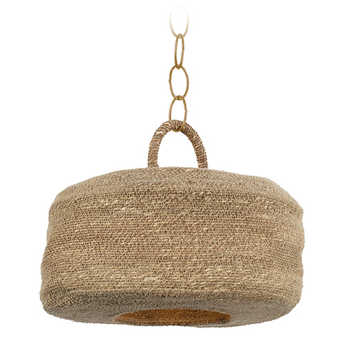 Troy Lighting Troy Lighting Ferrando Patina Brass LED Pendant Light with Drum Shade F6315-PBR