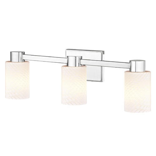 Design Classics Lighting 3-Light Bathroom Light with White Art Glass in Chrome 2103-26 GL1020C
