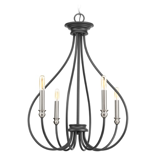 Progress Lighting Whisp 21-Inch Chandelier in Graphite & Brushed Nickel by Progress Lighting P400029-143