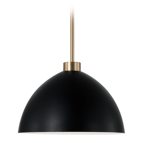 HomePlace by Capital Lighting Homeplace By Capital Lighting Ross Aged Brass & Black Pendant Light with Bowl / Dome Shade 352011AB