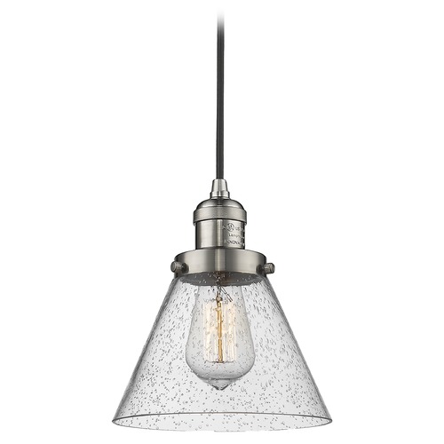 Innovations Lighting Large Cone Brushed Satin Nickel Mini Pendant by Innovations Lighting 201C-SN-G44