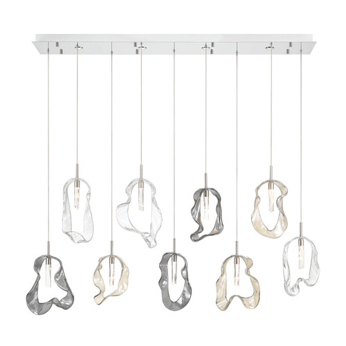 Eurofase Lighting Norah 9-Light LED Linear Chandelier in Polished Nickel by Eurofase 49239-027