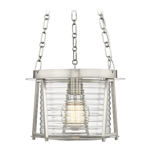 Z-Lite Z-Lite Cape Harbor Brushed Nickel Pendant Light with Drum Shade 7503P13-BN