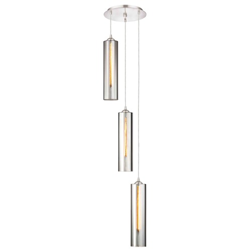 Design Classics Lighting Satin Nickel Multi-Light Pendant with Cylindrical Shade 583-09 GL1652C