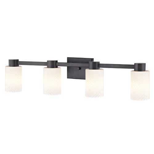 Design Classics Lighting 4-Light White Art Glass Vanity Light Bronze 2104-220 GL1020C