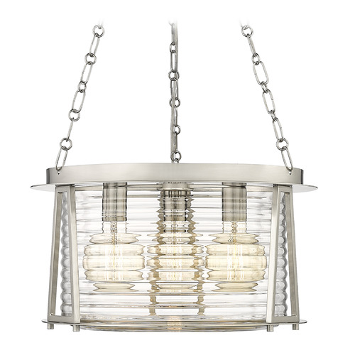 Z-Lite Z-Lite Cape Harbor Brushed Nickel Pendant Light with Drum Shade 7503P18-BN