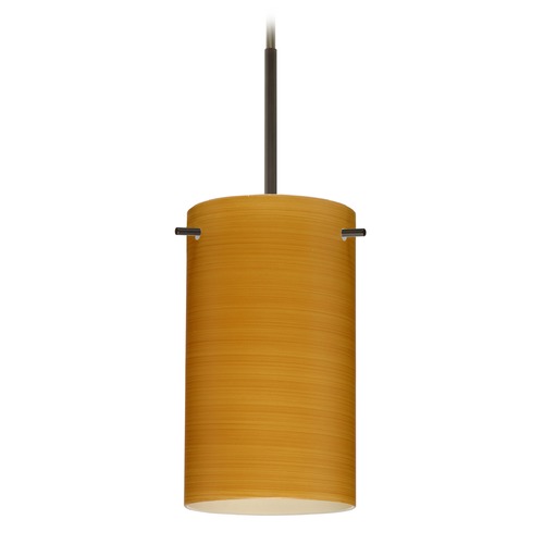 Besa Lighting Besa Lighting Stilo Bronze Mini-Pendant Light with Cylindrical Shade 1BT-4404OK-BR