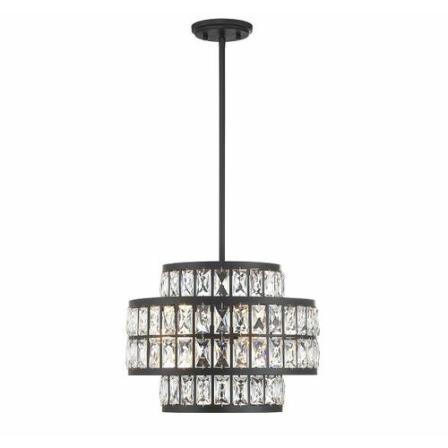 Savoy House Renzo 3-Light Crystal Pendant in Matte Black by Savoy House 7-9044-3-89