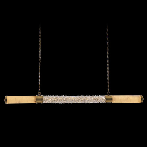 Allegri Lighting Allegri Crystal Tubo True Brass LED Island Light with Cylindrical Shade 041961-062-FR001