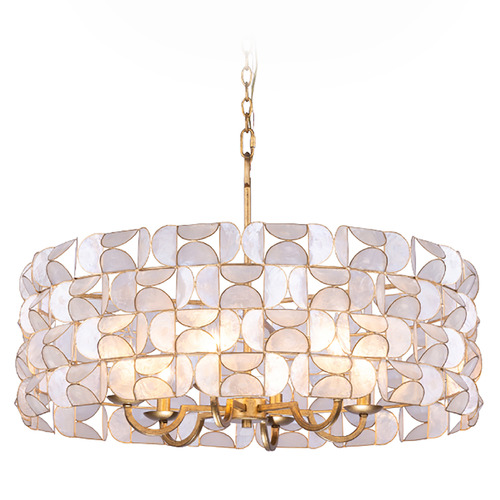 Kalco Lighting Kalco Lighting Crescent Oxidized Gold Leaf Pendant Light with Drum Shade 520555OL