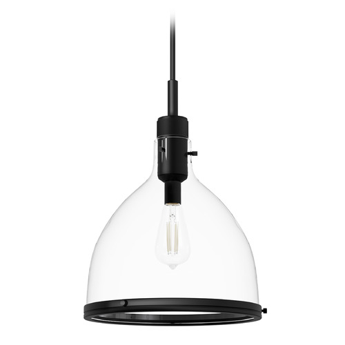 Hunter Fan Company Hunter Fan Company Van Nuys Matte Black Pendant Light with Bowl / Dome Shade 48051