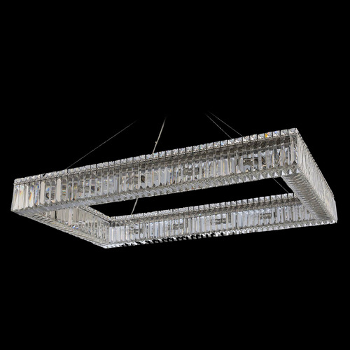 Allegri Lighting Allegri Crystal Baguette Polished Chrome Pendant Light with Rectangle Shade 11832-010-FR001