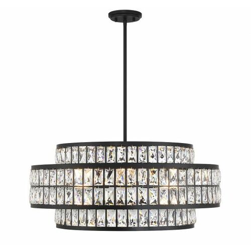 Savoy House Renzo 6-Light Crystal Pendant in Matte Black by Savoy House 7-9048-6-89