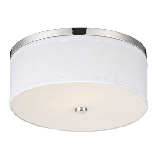 Design Classics Lighting 15-Inch Polished Chrome Flush Mount Ceiling Light with White Drum Shad 5551-26 SH9461