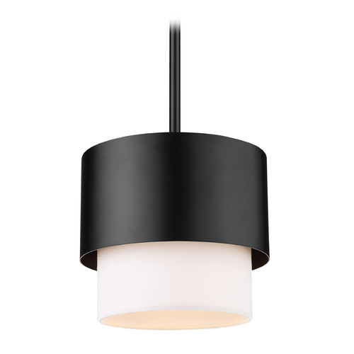 Z-Lite Z-Lite Counterpoint Matte Black Mini-Pendant Light with Cylindrical Shade 495P7-MB