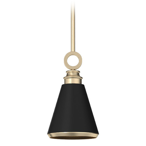 Hunter Fan Company Hunter Fan Company Klein Alturas Gold & Flat Matte Black Mini-Pendant Light with Conical Shade 19442