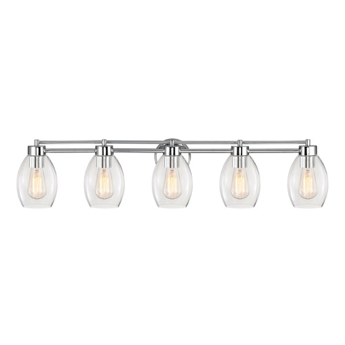 Design Classics Lighting Salida 37-Inch Vanity Light in Chrome with Clear Oblong Glass 706-26 GL1034-CLR