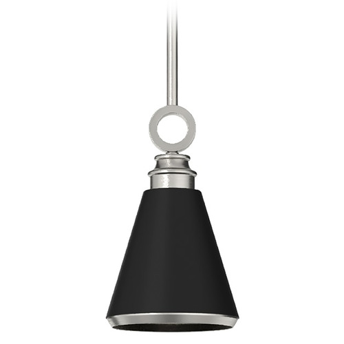 Hunter Fan Company Hunter Fan Company Klein Brushed Nickel & Flat Matte Black Mini-Pendant Light with Conical Shade 19443