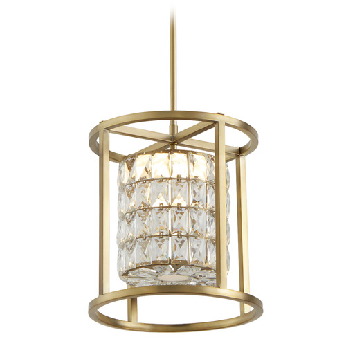 Oxygen Oxygen Elan Aged Brass LED Pendant Light with Cylindrical Shade 3-877-40
