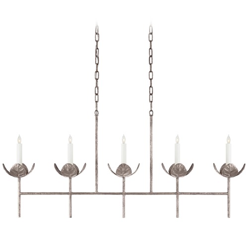 Visual Comfort Signature Collection Julie Neill Illana Linear Chandelier in Silver Leaf by Visual Comfort Signature JN5630BSL