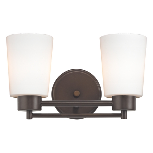 Design Classics Lighting Modern Bathroom Light with White Glass in Bronze Finish 702-220 GL1027