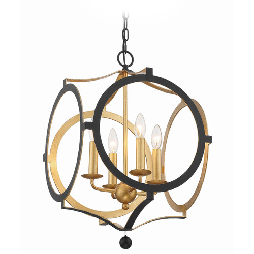 Crystorama Lighting Crystorama Lighting Odelle Black & Antique Gold Mini-Chandelier ODE-704-BK-GA