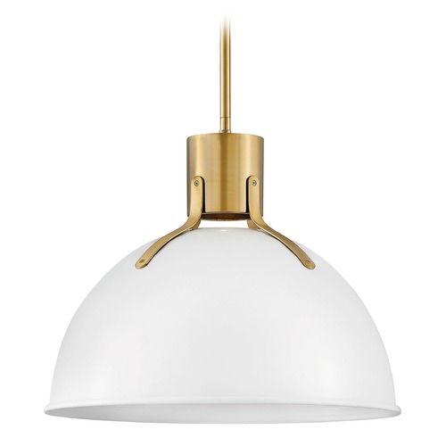 Hinkley Argo 20-Inch Polished White & Lacquered Brass LED Pendant by Hinkley Lighting 3483PT