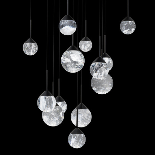 Schonbek Beyond Schonbek Beyond Quest Black LED Multi-Light Pendant with Globe Shade BPD40213S-BK
