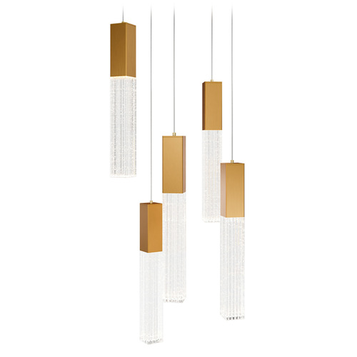 Modern Forms by WAC Lighting Modern Forms Cinema Aged Brass LED Multi-Light Pendant with Rectangle Shade PD-30805R-AB