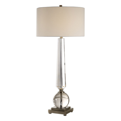Uttermost Lighting Crista Cut Crystal Column & Brushed Antiqued Nickel Table Lamp by Uttermost Lighting 27883