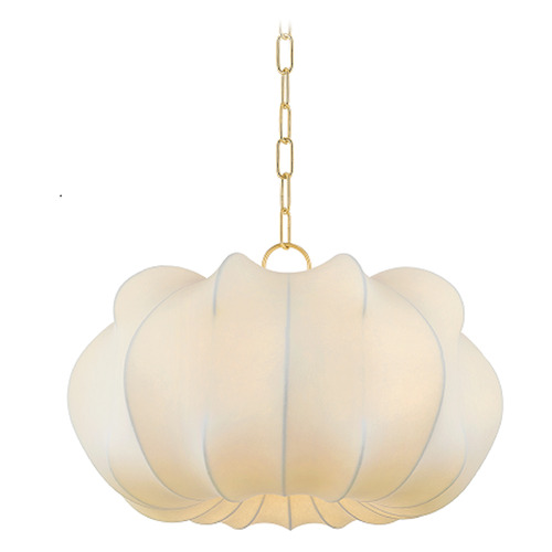 Mitzi by Hudson Valley Mitzi By Hudson Valley Keilah Aged Brass Pendant Light with Scalloped Shade H916701S-AGB