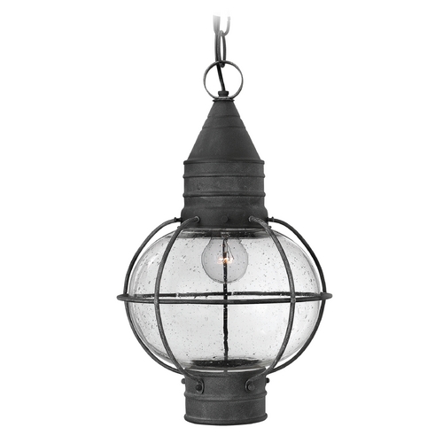 Hinkley Seeded Glass Outdoor Hanging Light Zinc by Hinkley Lighting 2202DZ