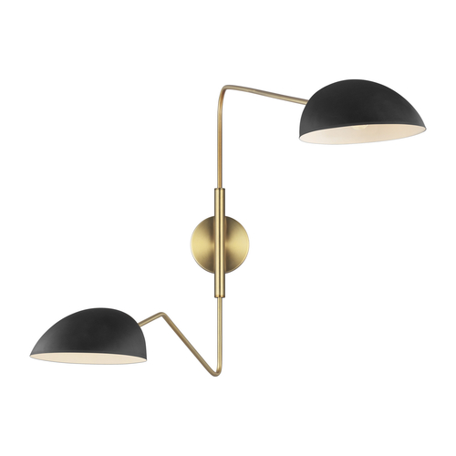 Visual Comfort Studio Collection ED Ellen-DeGeneres Jane Black & Burnished Brass Double Task Sconce by Visual Comfort Studio EW1072MBK