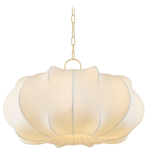 Mitzi by Hudson Valley Mitzi By Hudson Valley Keilah Aged Brass Pendant Light with Scalloped Shade H916701L-AGB