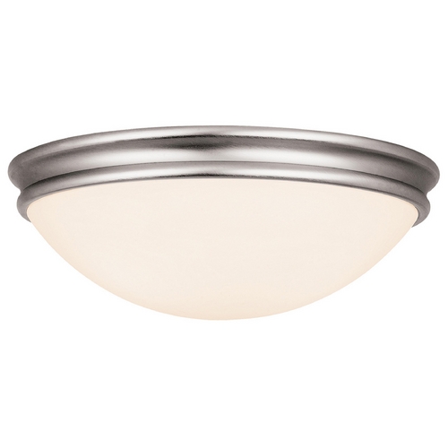 Access Lighting Modern Flush Mount with White Glass in Brushed Steel by Access Lighting 20726-BS/OPL