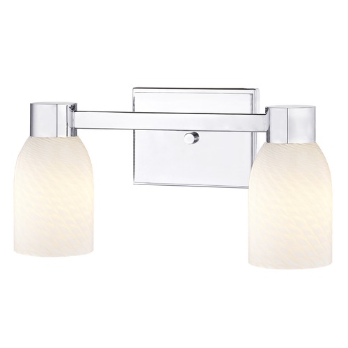 Design Classics Lighting 2-Light White Art Glass Vanity Light Chrome 2102-26 GL1020D