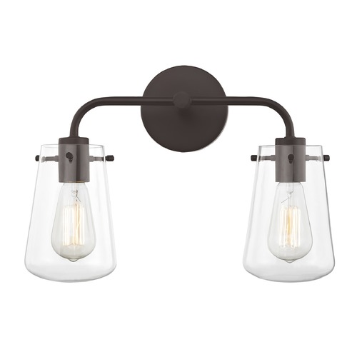 Design Classics Lighting 2-Light Clear Glass Bathroom Light Bronze 1852-220