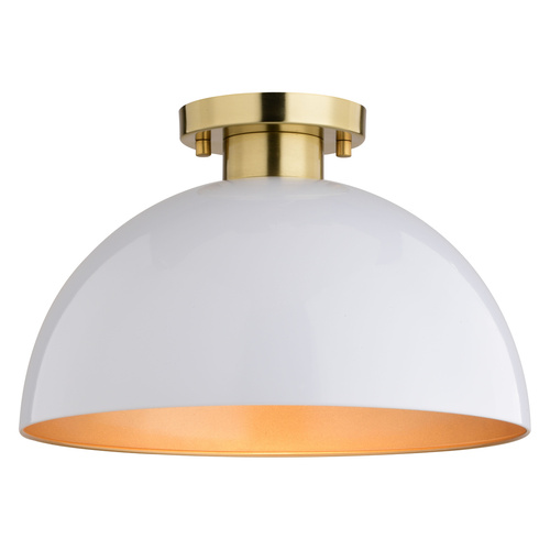 Vaxcel Lighting Devon Glossy White & Satin Brass Semi-Flush Mount by Vaxcel Lighting C0305