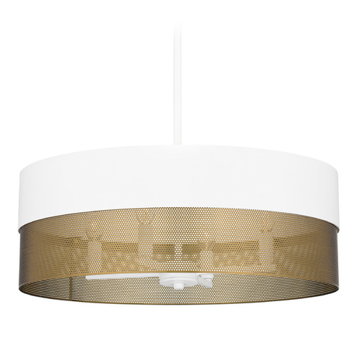 Quoizel Lighting Quoizel Lighting Alani Matte White & Gold Pendant Light with Drum Shade QP6740W