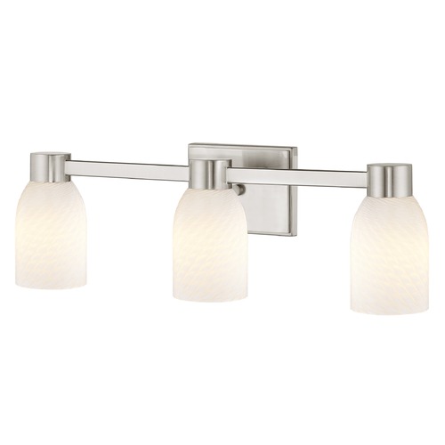 Design Classics Lighting 3-Light White Art Glass Vanity Light Satin Nickel 2103-09 GL1020D