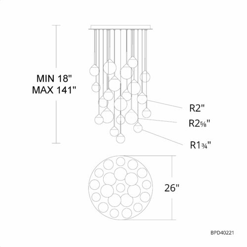 Schonbek Beyond Schonbek Beyond Quest Black LED Multi-Light Pendant with Globe Shade BPD40221-BK