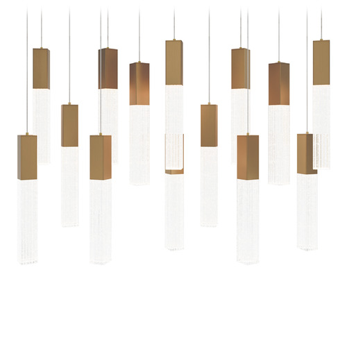 Modern Forms by WAC Lighting Modern Forms Cinema Aged Brass LED Multi-Light Pendant with Rectangle Shade PD-30814L-AB