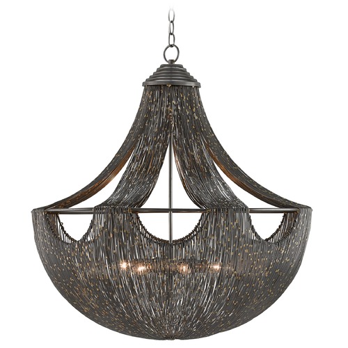 Currey and Company Lighting Art Deco Pendant Light Iron Eduardo by Currey and Company Lighting 9000-0018