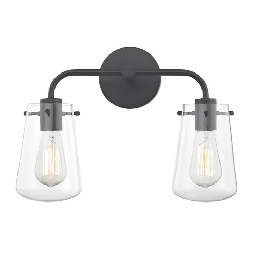 Design Classics Lighting 2-Light Clear Glass Bathroom Light Black 1852-07