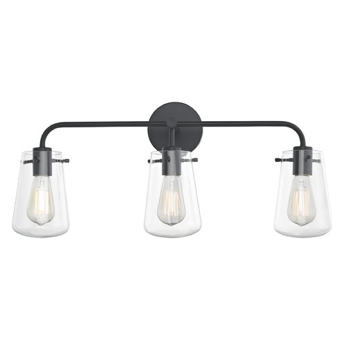 Design Classics Lighting 3-Light Clear Glass Bathroom Light Black 1853-07