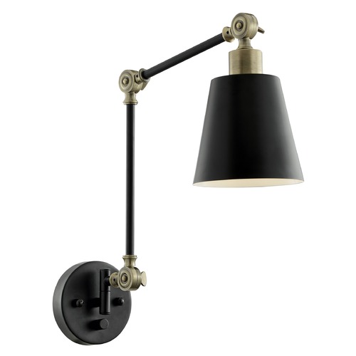 Lite Source Lighting Norco Black Antique Brass Swing Arm Lamp by Lite Source Lighting LS-16146BLK/AB