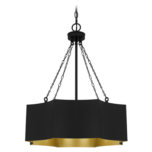 Quoizel Lighting Quoizel Lighting Zyler Matte Black & Gold Pendant Light with Octagon Shade QP6755MBK