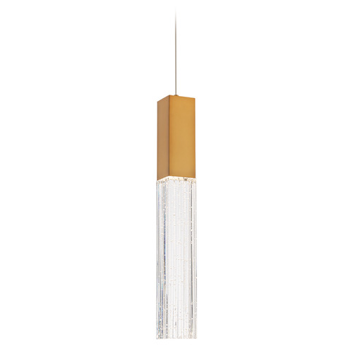 Modern Forms by WAC Lighting Modern Forms Cinema Aged Brass LED Mini-Pendant Light with Rectangle Shade PD-30816-35-AB