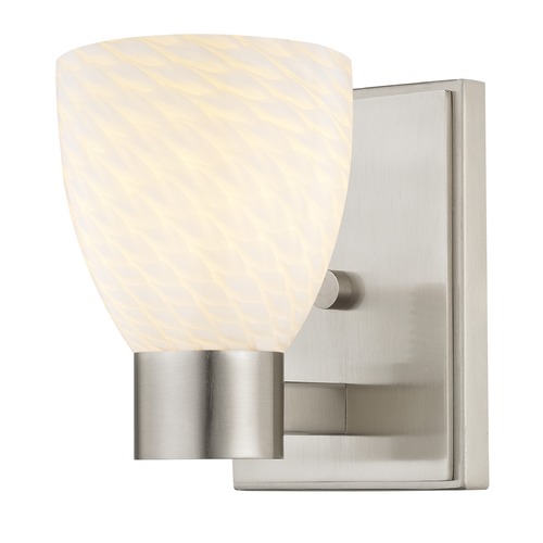 Design Classics Lighting White Art Glass Sconce Satin Nickel 2101-09 GL1020MB