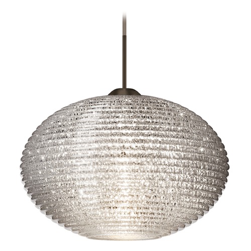Besa Lighting Besa Lighting Pape Ribbed Glass Bronze LED Pendant Light 1JT-4913GL-LED-BR
